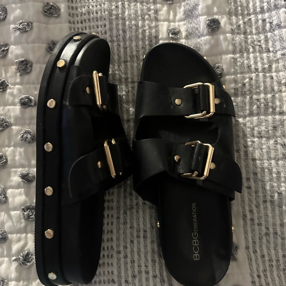 BCBGeneration Black Studded Sandals